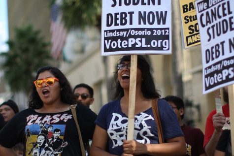 Student debt strikers protesting Corinthian colleges