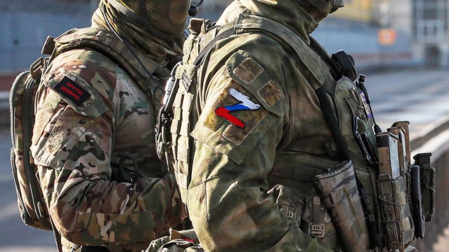 Russian servicemen near Kherson, Ukraine.
