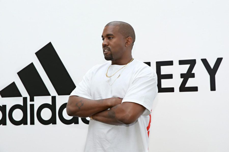 Ye showcasing his collaboration with Adidas at a 2016 Hollywood event.