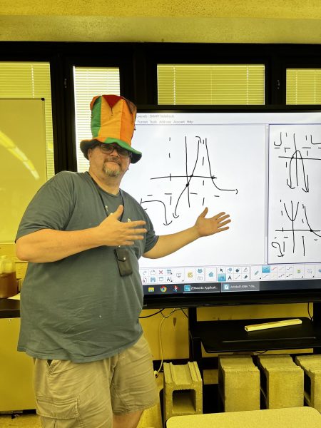 Mr. Hickman in his classroom.