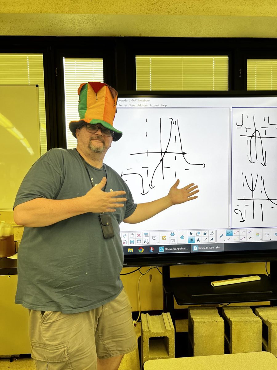 Mr. Hickman in his classroom.