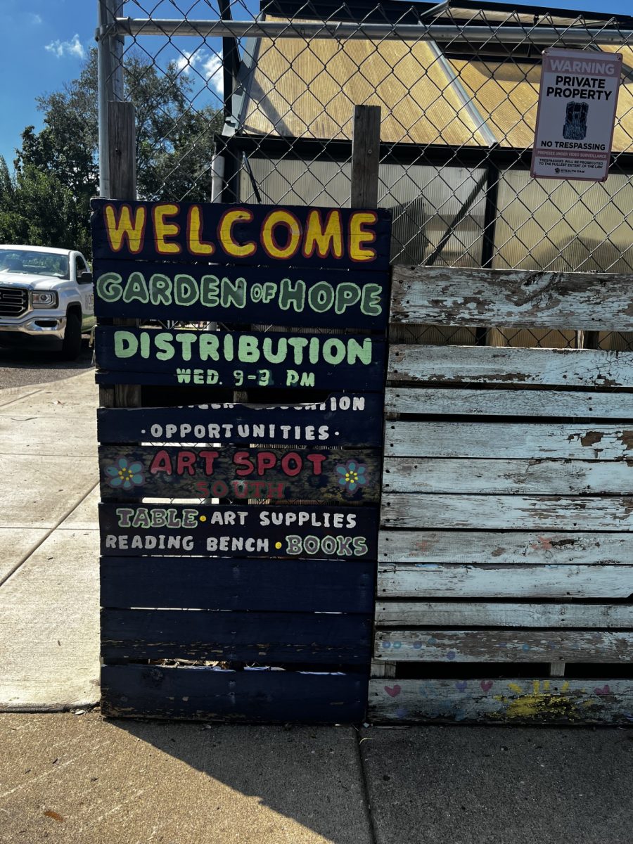 The sign in front of the Garden of Hope