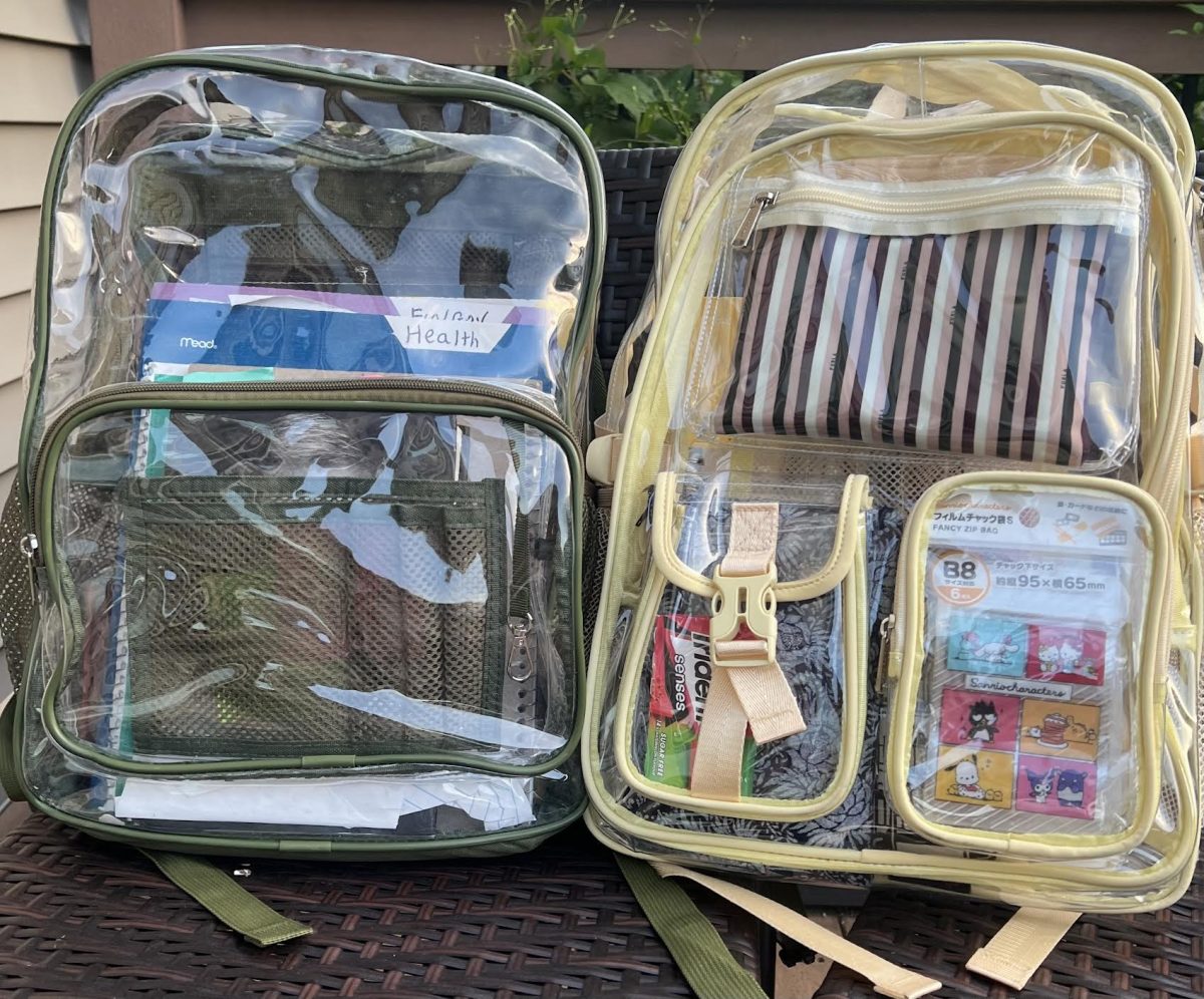 Clear backpacks that all students will use at Richwoods