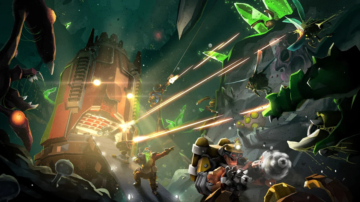 A Driller, Engineer, and Scout fighting of a swarm while attempting to safely extract.